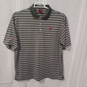 Tuskwear Alabama Crimson Tide Mens Large Grey Striped Polo Shirt Elephant Logo